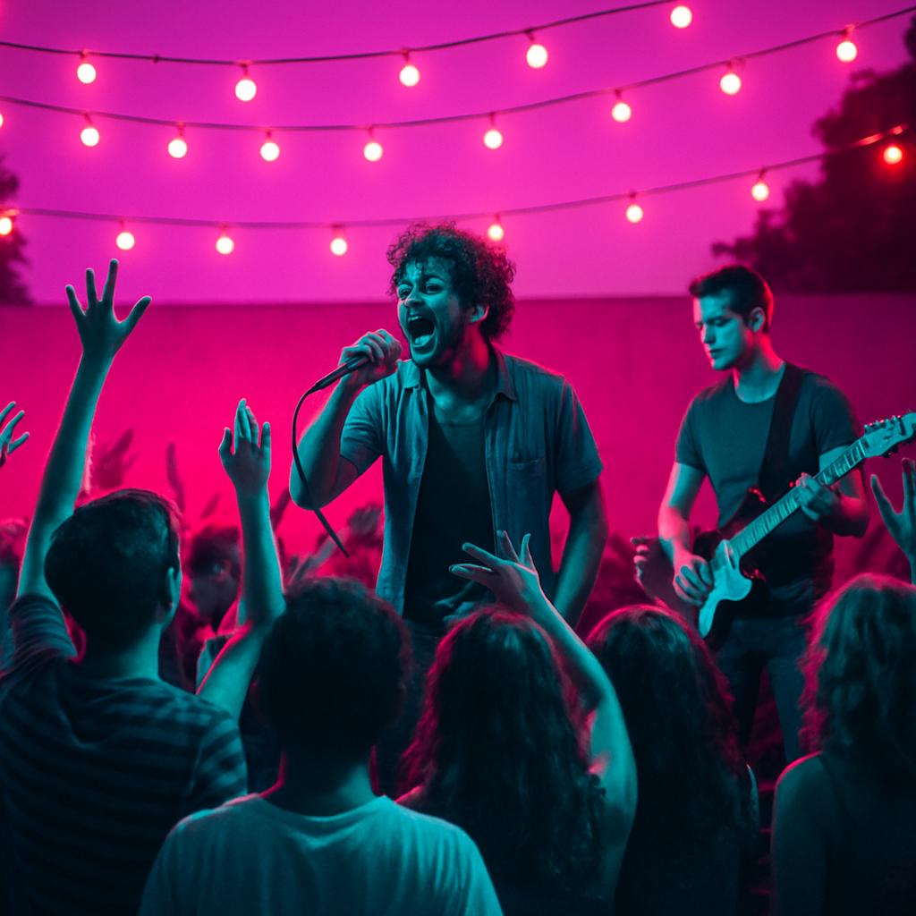 Gallery shot: neon-lit pop-up performance